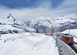 Mountain Matterhorn and train