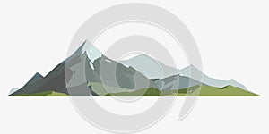 Mountain mature silhouette element outdoor icon snow ice tops and decorative isolated camping landscape travel climbing