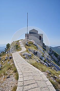 Mountain mausoleum of Petar II Petrovic Njegos in Lovcen National Park in Montenegro