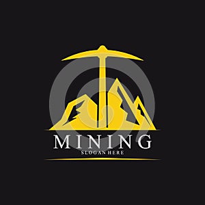 Mountain Mining Logo Silhouette Design Vector Illustration