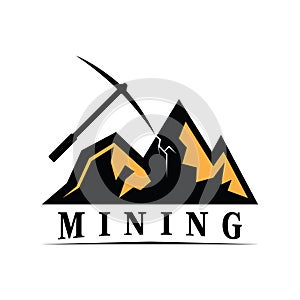 Mountain Mining Logo Silhouette Design Vector Illustration