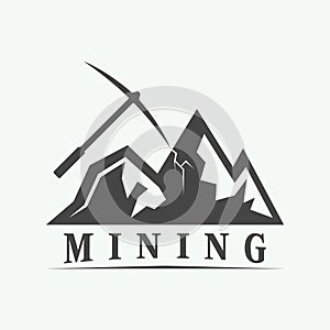 Mountain Mining Logo Silhouette Design Vector Illustration