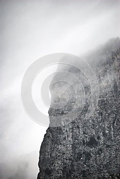 A mountain in the mist