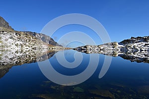 Mountain nature blue sky green park wood clouds lake reflex nice