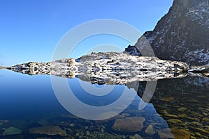 Mountain nature blue sky green park wood clouds lake reflex nice