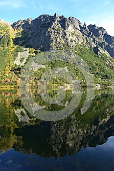 Mountain nature blue sky green park wood clouds lake reflex nice