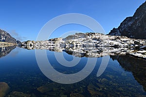 Mountain nature blue sky green park wood clouds lake reflex nice