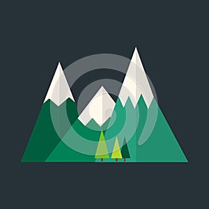 Mountain nature outdoor icon snow ice tops travel climbing or hiking geology vector illustration.