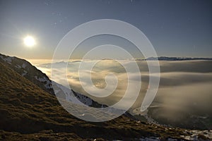 Mountain night time in Piatra Craiului mountains