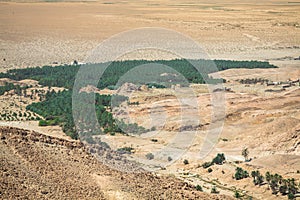 Mountain oasis Tamerza in Tunisia near the border with Algeria.