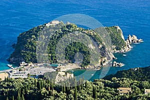 Mountain with old monastery near Paleokastritsa - Corfu, Greece