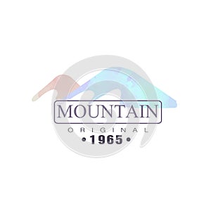 Mountain, original estd 1965 logo, tourism, hiking and outdoor adventures emblem, retro wilderness badge vector