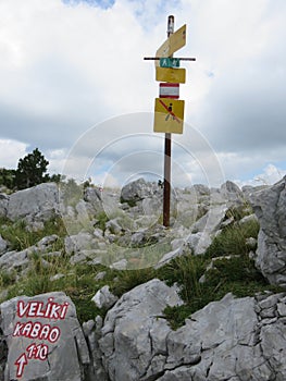 Mountain Orjen Montenegro landmark on hiking path for mountain top