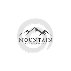 Mountain and outdoor adventures logo on gold color with tree