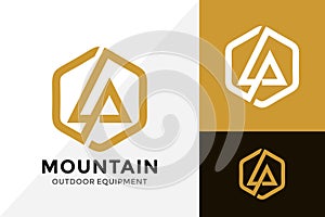 Mountain Outdoor Equipment Logo Design, Brand Identity Logos Designs Vector Illustration Template