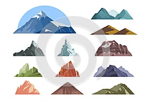 Mountain. outdoor landscape with different rocks for climbing expeditions. vector background mountains in cartoon style