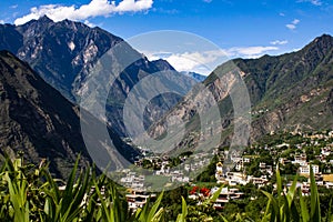 Mountain Overlook with City of Kangding Tibet Below