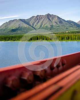 Mountain overlooking the Susitna river photo