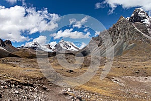 Mountain Panorama as seen from the Ausangate Trek, Andes Mountains, Peru