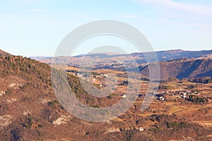 mountain panorama of the Asiago plateau in Northern Italy seen from the city of Tonezza del Cimone province of VICENZA