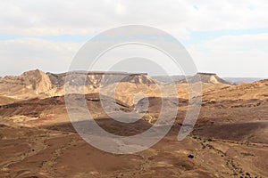 Mountain panorama in crater Makhtesh Ramon, Negev Desert, Israel