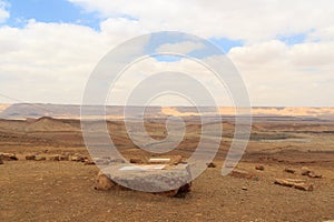 Mountain panorama in crater Makhtesh Ramon, Negev Desert, Israel