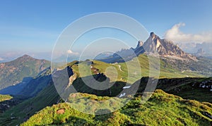 Mountain Panorama of the Dolomites as viewed from passo di Giau photo