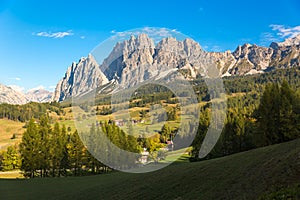 Mountain Panorama in Dolomites, Cortina d'Ampezzo, Italy photo