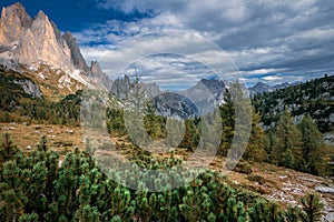 Mountain panorama of the Dolomites, Italian alps