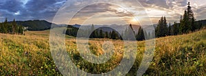 Mountain panorama at dramatic sunset in Slovakia, Velka Fatra, S