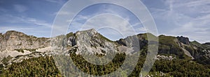 Mountain panorama from Gschollkopf mountain, Rofan, Tyrol, Austria in summertime