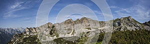 Mountain panorama from Gschollkopf mountain, Rofan, Tyrol, Austria in summertime photo