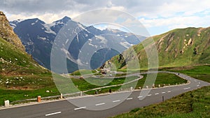 Mountain panorama and hairpin curves at Grossglockner High Alpine Road, Austria