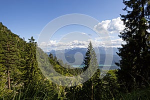 Mountain panorama at Herzogstand mountain in Bavaria, Germany