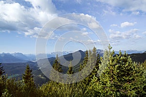 Mountain panorama at Herzogstand mountain in Bavaria, Germany