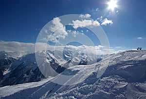 Mountain panorama made after powder day