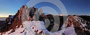 Mountain panorama with moon in Slovakia Fatras photo