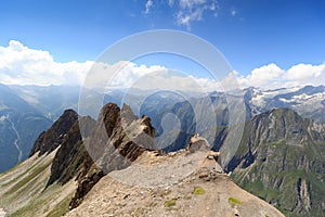 Mountain panorama with Rote Saule and col Sajatscharte, Hohe Tauern Alps, Austria