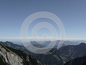 Mountain panorama from Rotwand mountain, Bavaria, Germany