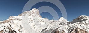 Mountain panorama with snowcapped mountains