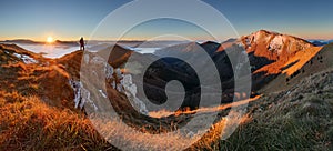 Mountain panorama before sunrise in Slovakia