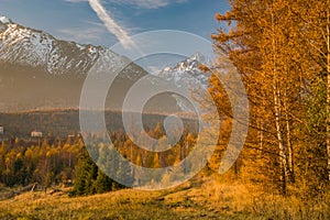 Panorama of mountains in autumn scenery, High Tatras, Slovakia,