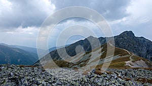 Mountain panorama from top of Banikov peak in Slovakian Tatra mo