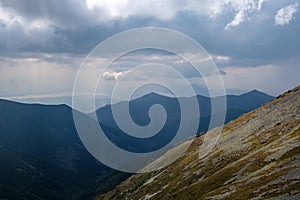 Mountain panorama from top of Banikov peak in Slovakian Tatra mo