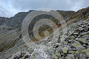 Horské panorama z vrcholu Baníkov ve slovenských Tatrách mo