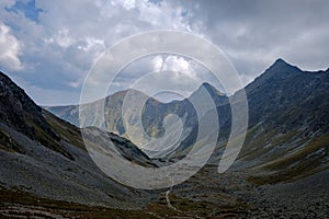 Mountain panorama from top of Banikov peak in Slovakian Tatra mo