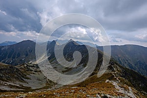 Mountain panorama from top of Banikov peak in Slovakian Tatra mo