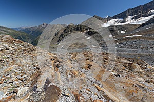 Mountain panorama from the Top of Tyrol, Stubai Glacier, Austria