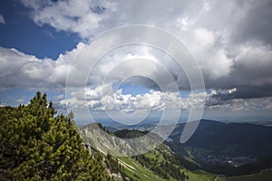 Mountain panorama view of Brecherspitze, Bavaria