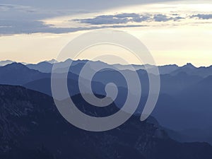 Mountain panorama view from Magical Untersberg, in Bavaria, Germany